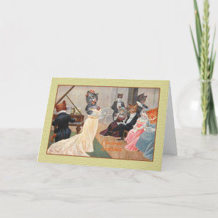 Vintage Cats Holiday Grußkarte, Arthur Thiele Feiertagskarte