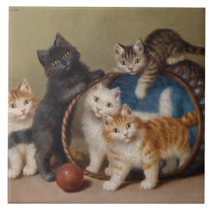 Vintage Cats Kittens Sophie Sperlich Der Rote Ball Fliese