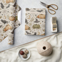 Vintage Cats Pumpkins Halloween Geschenkpapier