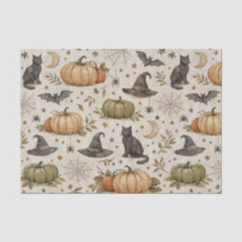 Vintage Cats Pumpkins Halloween Seidenpapier