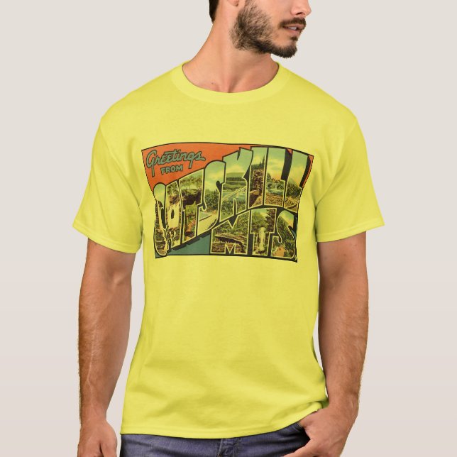 Vintage Catskill Mountains Postkarte T-Shirt (Vorderseite)