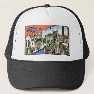 Vintage Catskill Mountains Postkarte Truckerkappe