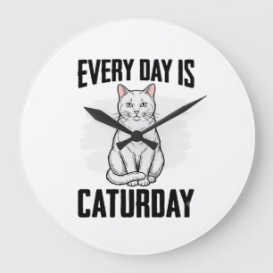 Vintage Caturday Katzenliebhaber Lustiges Shirt De Große Wanduhr