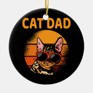 Vintage-Catz-Vater Retro-Stil Vatertag Männer Katz Keramik Ornament