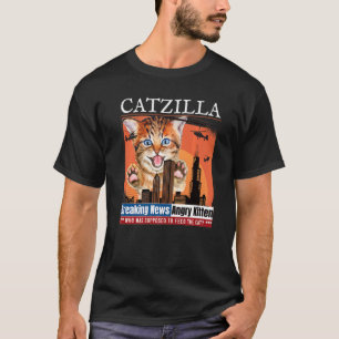 Vintage Catzilla Breaking News, Lustige hungrige K T-Shirt