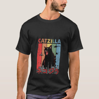 Vintage Catzilla T-Shirt Lustiger Kätzchen und Kat