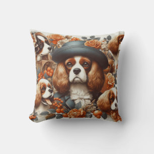 Vintage Cavalier King Charles Spaniel Gemälde Kissen