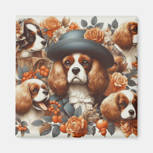 Vintage Cavalier King Charles Spaniel Gemälde Magnet