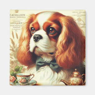 Vintage Cavalier King Charles Spaniel Gemälde Magnet