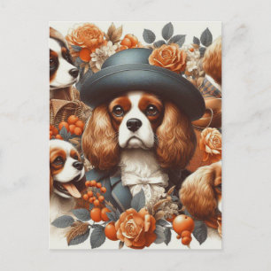 Vintage Cavalier King Charles Spaniel Gemälde Postkarte
