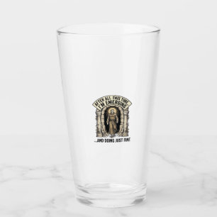 Vintage-Cave-Humor-Gravur Grafik-Shirt-Design_ Glas