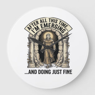 Vintage-Cave-Humor-Gravur-Grafik-Shirt-Design_ Große Wanduhr