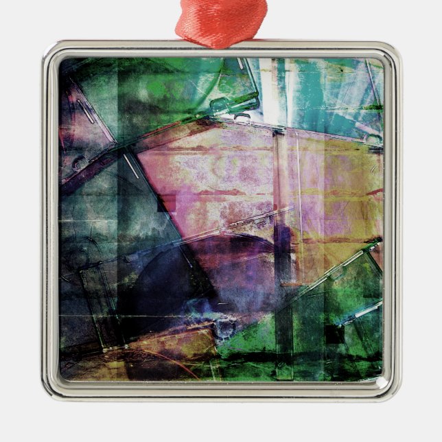 Vintage CD-Hüllen-Collage Ornament Aus Metall (Vorne)