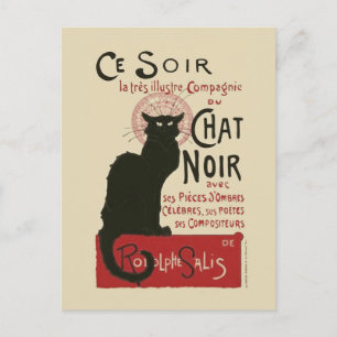 Vintage Ce Soir Le Chat Noir Plakat Postkarte