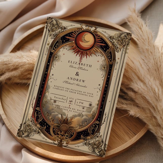 Vintage Celestial Art Nouveau Wedding Einladung (Von Creator hochgeladen)
