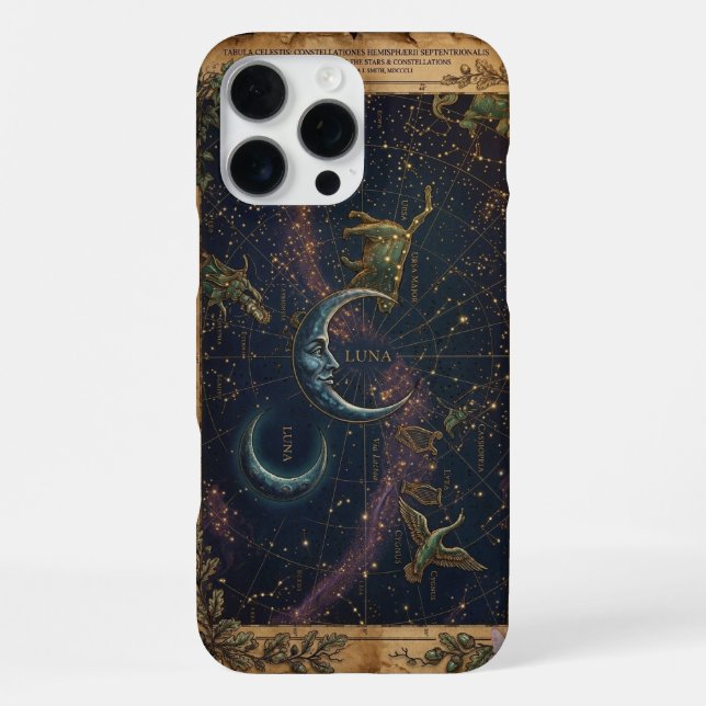 Vintage Celestial Astro Luna Mond Konstellation iPhone Hülle (Rückseite)