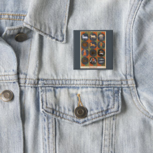 Vintage Celestial, astrologische Tierkreiszeichen- Button