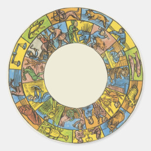 Vintage Celestial, astrologisches Zodiakusrad Runder Aufkleber