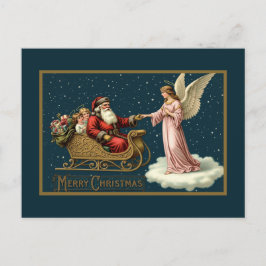 Vintage Celestial Christmas Journey Feiertagspostkarte