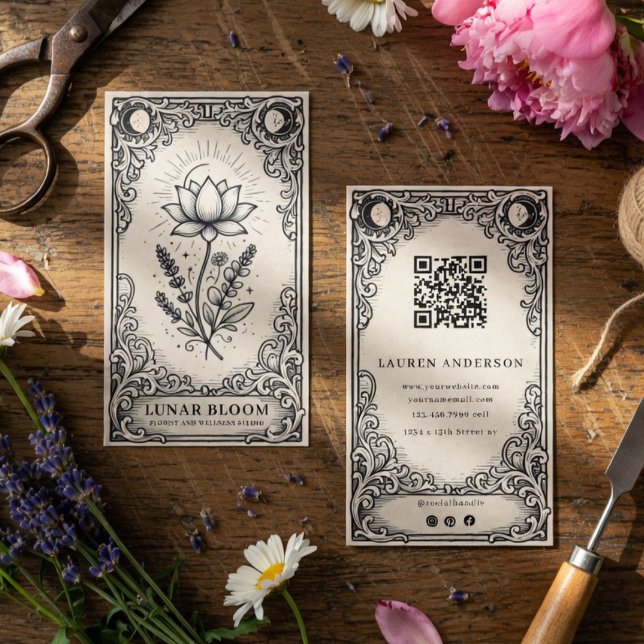 Vintage Celestial Florist Business Card | Mystical Visitenkarte (Von Creator hochgeladen)