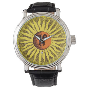 Vintage Celestial Gelb Lachende Glückliche Hippie  Armbanduhr
