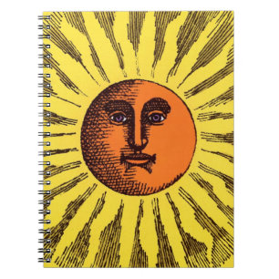 Vintage Celestial Gelb Lachende Glückliche Hippie Notizblock