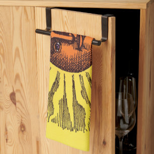 Vintage Celestial Gelber Lächelnder Glücklicher Hi Küchentuch