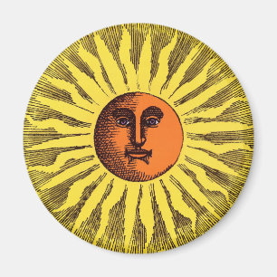 Vintage Celestial Gelber Lächelnder Glücklicher Hi Magnet