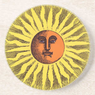 Vintage Celestial Gelber Lachender Glücklicher Hip Getränkeuntersetzer