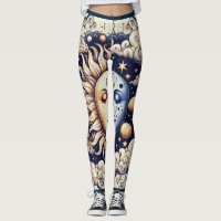 Vintage Celestial Halb Sun & Moon Blau gelb