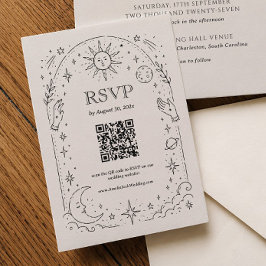Vintage Celestial Hochzeit Qr Code RSVP Karte