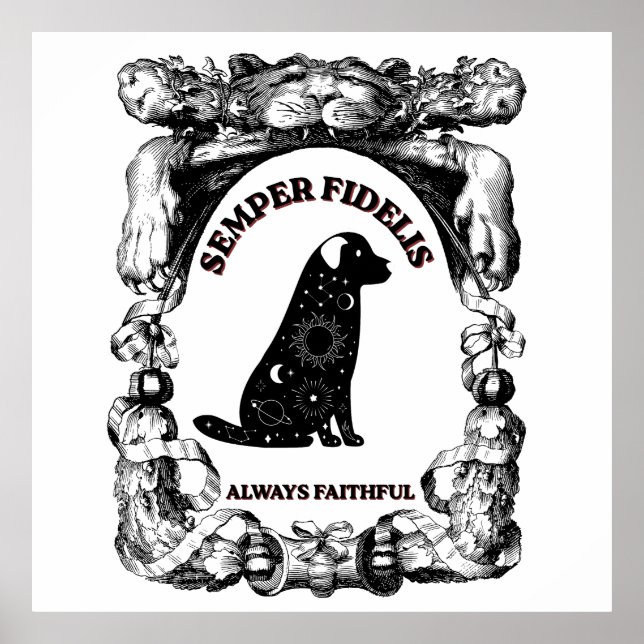 Vintage Celestial Hund Semper Fidelis Poster (Vorne)
