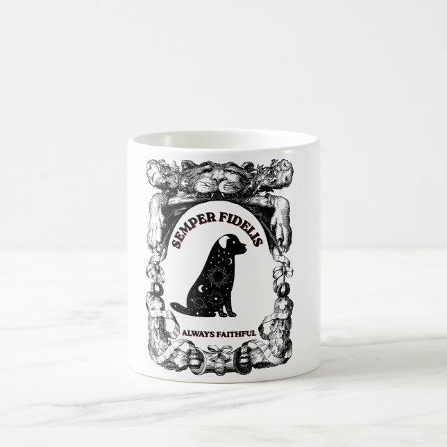 Vintage-Celestial-Hundeposter Semper Fidelis Kaffeetasse (Mittel)