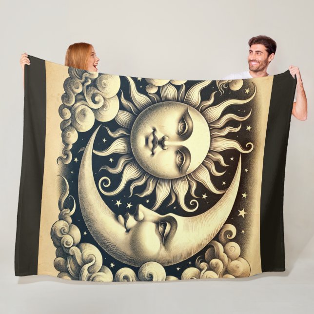 Vintage Celestial Sonne & Mond  Fleecedecke (Beispiel)