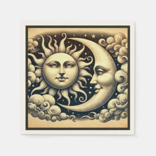 Vintage Celestial Sonne & Mond  Serviette