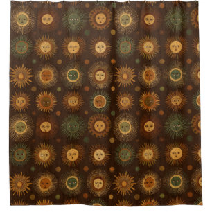 Vintage Celestial-Sonnen-Gesichtsmuster Duschvorhang