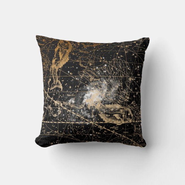 Vintage Celestial Star Map Background Kissen (Vorderseite)