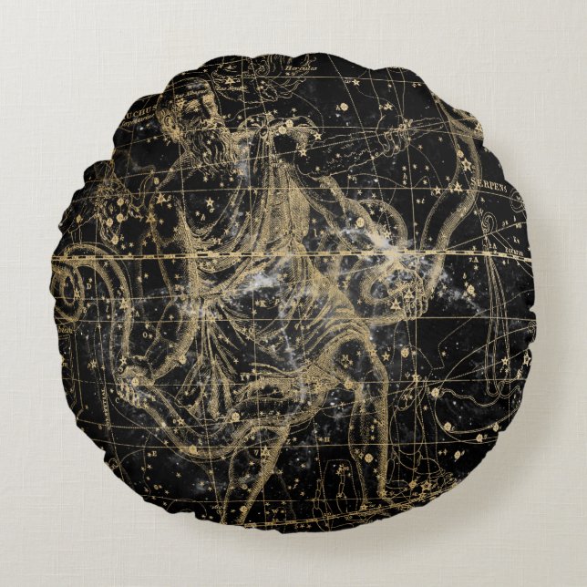 Vintage Celestial Star Map Background Rundes Kissen (Vorderseite)