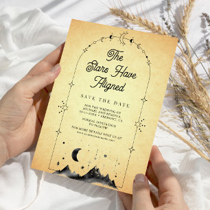 Vintage Celestial Stars Halbmond Hochzeit Save The Date