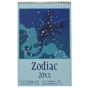 Vintage Celestial, Sternzeichen des Zodiakus Kalender