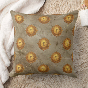 Vintage Celestial Sun Astrologie Muster Kissen
