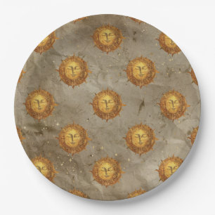 Vintage Celestial Sun Astrologie Muster Pappteller