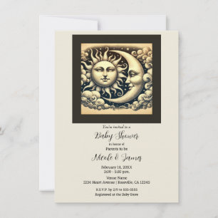 Vintage Celestial Sun & Moon Babyshower Einladung
