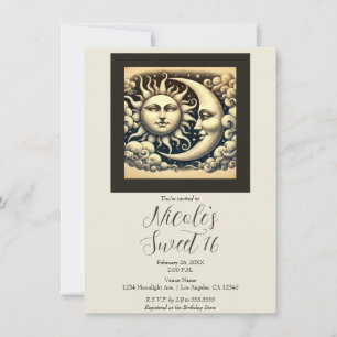 Vintage Celestial Sun & Moon Sweet 16 Geburtstag Einladung