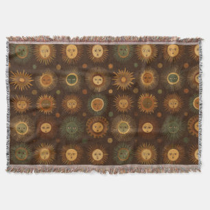 Vintage-Celestiales-Sonnen-Gesicht-Muster Decke