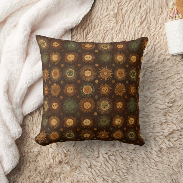 Vintage-Celestiales-Sonnen-Gesicht-Muster Kissen (Decke)