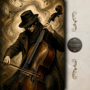 Vintage Cello-Musik Kunst-Decoupage Seidenpapier