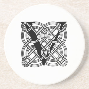Vintage-Celtic-Knoten-Monogramm Buchstabe V Druck Getränkeuntersetzer