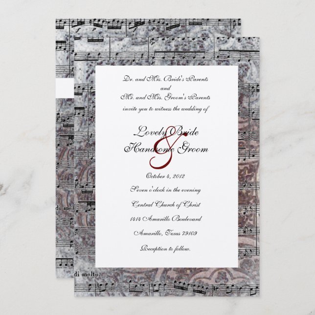 Vintage Celtic Silver Music Hochzeit Einladung (Vorne/Hinten)