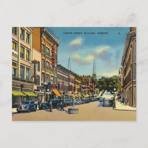 Vintage, Center Street, Rutland, Vermont Postkarte